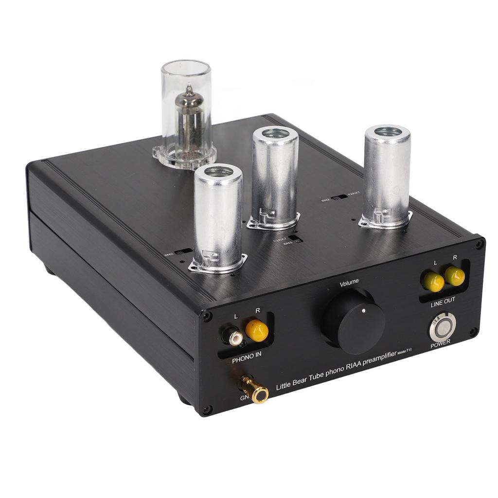 Vacuum Tube Preamplifier Aluminum Alloy Case Anti Interference Phono Preamp for Record Player US Plug 110V