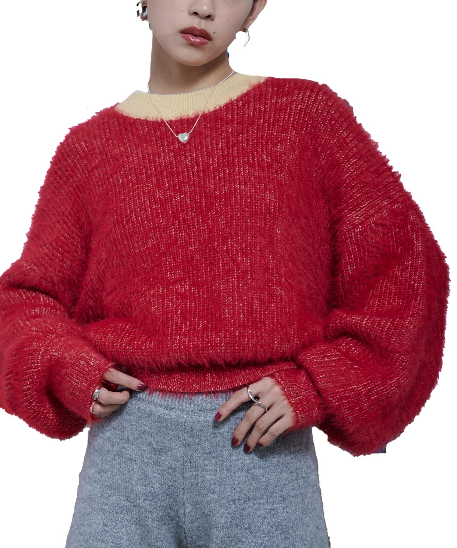 

miette Микс Шагги Объемный Рукав Вязаный RCXX0789 Свободный Размер Красный Женский