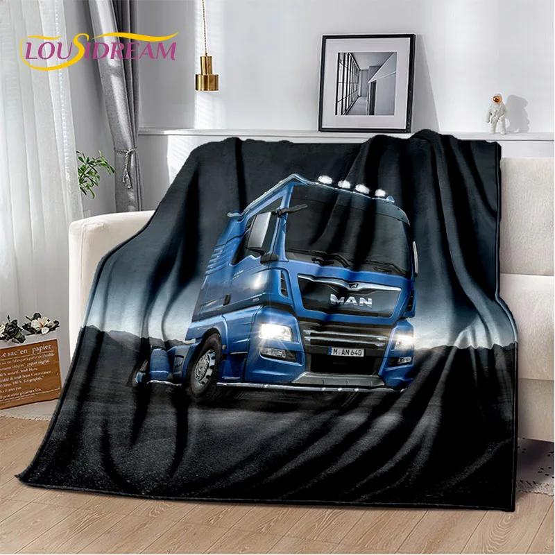 HD Man Truck Lorry 3D Printing Soft Flannel Blankets,Throw Blanket Comfortable Blanket for Picnic Beds Sofa Home Bedroom Gifts