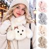 Thick Warm Cartoon Dog Scarf Bow Decor Neck Wrap Cute Winter Scarf  Women