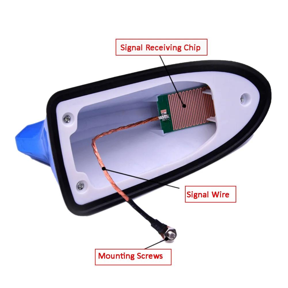 16cm Universal Carbon Fiber Look Car Roof Top Mount Shark Fin Aerial Antenna Toppers Auto Radio AM FM Antenna Signal Amplifier