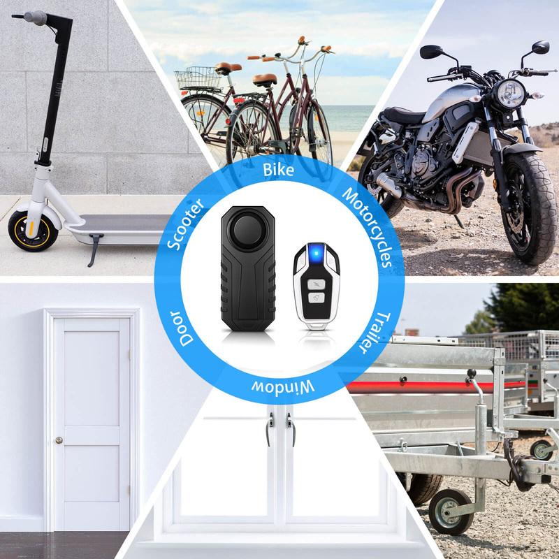 110dB Wireless Bicycle Horn Alarm with Remote Control IP55 Waterproof Anti-theft Bike Motorcycle Scooter Vibration Alarm