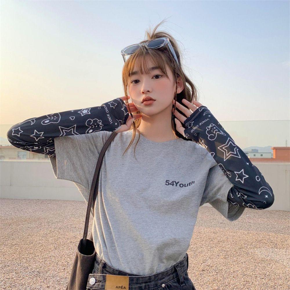 Anti-UV Sun Protection Sleeves Stars Pattern Ice Silk Sleeve New Arm Sleeve  Outdoor
