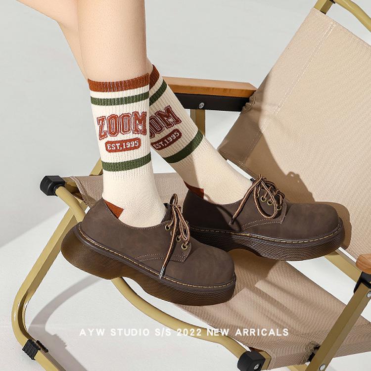 

Big head shoes leather ugly cute shoes classic one-pedal Martin shoes retro Mary Jane platform loafers women s small leather shoes 39