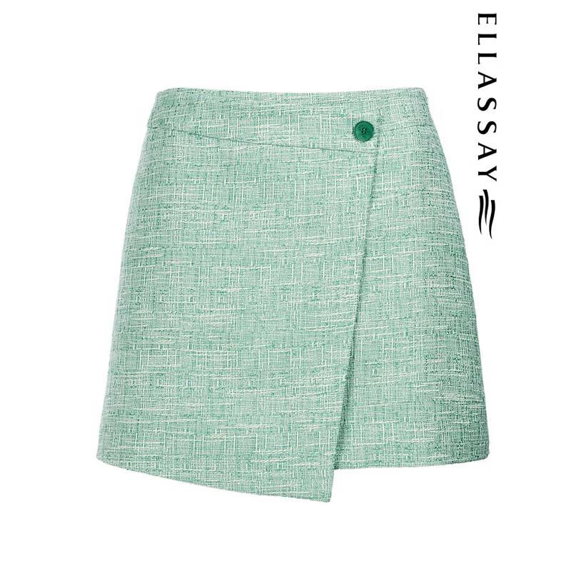 ELLASSAY Flowline Tweed High-Waist Skirt