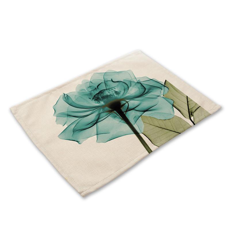 

Flower Pattern Kitchen Placemat Dining Table Mat Drink Coaster Cotton Linen Pads Bowl Cup Mats Home Decor 2pcs 30x45cm