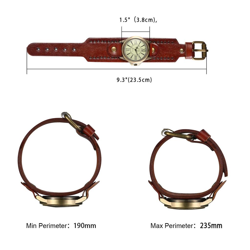 JewelryWe Wristwatch for Men and with a Retro Stylish Leather and Alloy Perfect for Birthdays and Day Brown Antique-Style Women, Unisex, Dial-Style