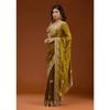Wunderschöner Sari ist elegant mit schwerem Fandy Satinseiden-Sari dekoriert
