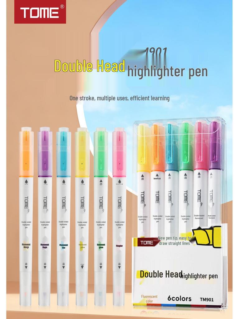 TOME Dual-Head Fluorescent Highlighters for Colorful Planning and Decoration