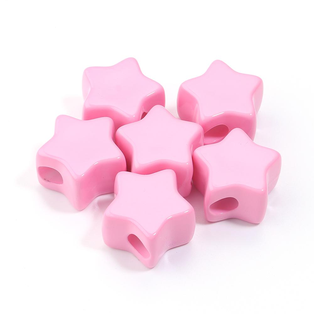 6Pcs Acrylic Large Hole Beads Colorful Flowers Stars Love Heart Shape Loose Beads DIY Bracelet Phone Chain Jewelry Accessories