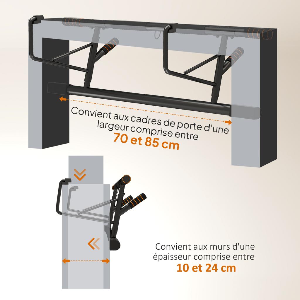 Pull-Up Bar Doorway Pull-Up Bar with Resistance Bands Padded Handles 100 X 43 X 27 Cm Black