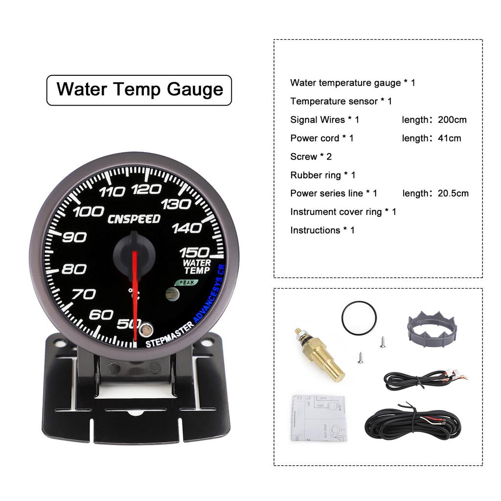 CNSPEED 2.5" 60mm New Boost Gauge Exhaust Gas Car Temperature Gauge Oil Pressure Water Temperature Oil Temperature Voltage Meter