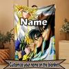 Custom Name Personalized Saint Seiya Print Blanket, Home Decor, Bedroom, Sofa, Camping, Couch, Gifts for Birthday Christmas