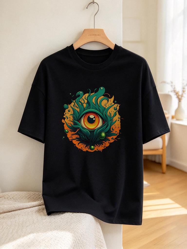 Unisex T shirt Cool Eye Print Casual Streetwear Comfy Summer Short Sleeve Top
