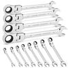 1PCS Flex-Head Ratcheting Combination Wrench Set,72-Teeth, Cr-V Constructed Metric 6-24mm for Hex Nuts Bolts Standoffs