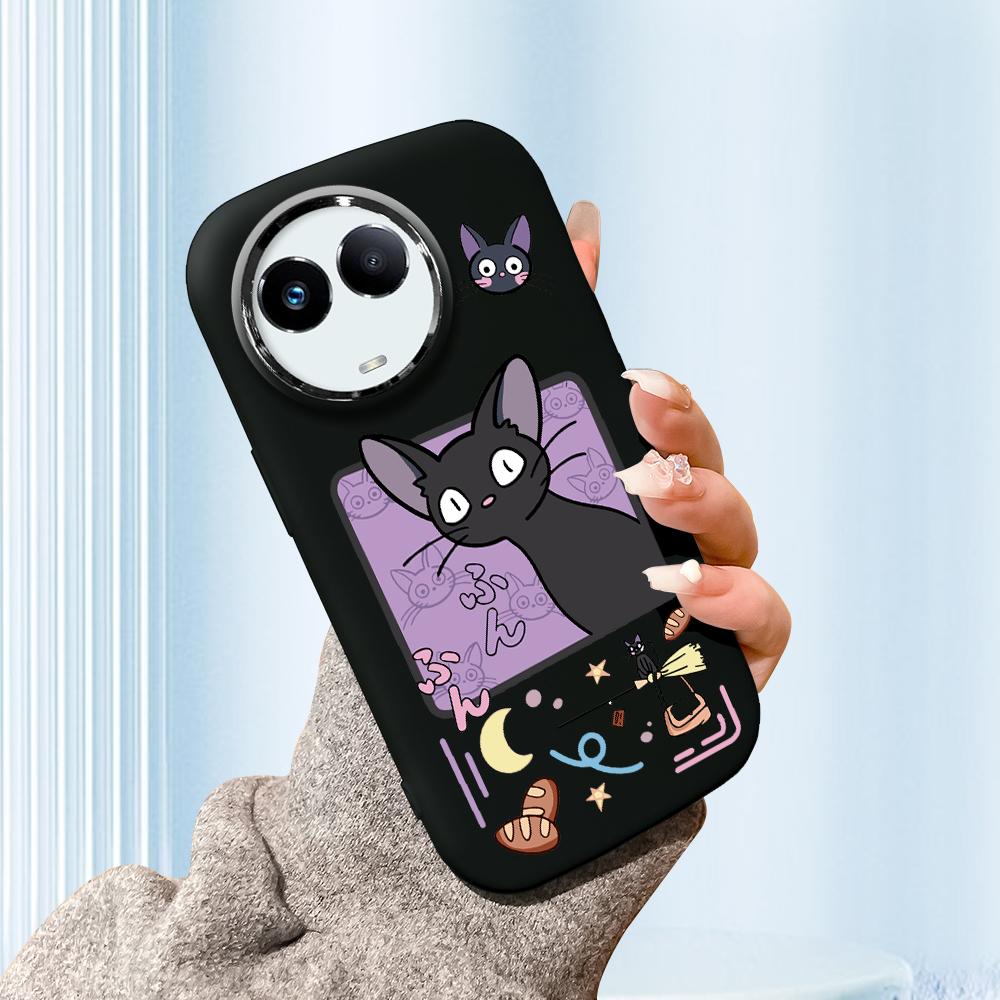 

Сплошной цвет с серебряным краем линзы, жирный корпус, мягкий ТПУ, жидкий силиконовый чехол, противоударный чехол для телефона для OPPO Reno Realme OnePlus Realme Narzo N63 чёрный