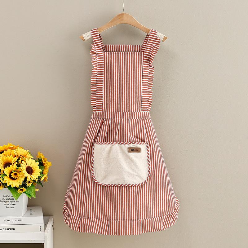 

Breathable apron spring and summer cotton and linen thin home cooking oil-proof catering work dirt-resistant