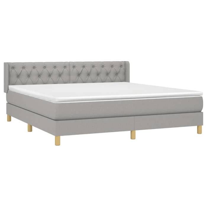3130521 vidaXL Divan Bed with Mattress Light Grey 160x200cm Fabric