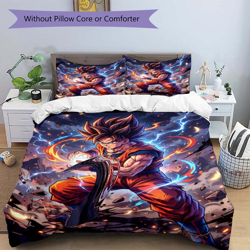 3pcs Duvet Cover Set (1*Duvet Cover + 2*Pillowcase, Without Core), Dragon Ball Print Bedding Set, Bedroom Decor, All‑Season, Gift
