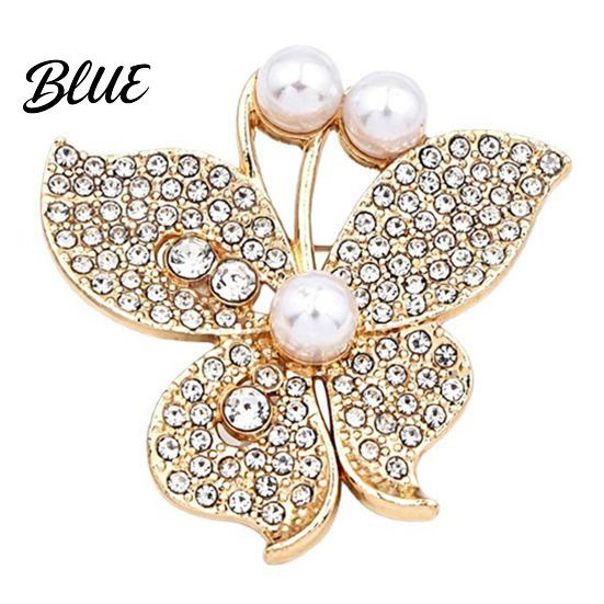 Rhinestone Brooch Pin Women Butterfly Pin, Shape Lapel with Dress Faux Pearls Rhinestones, Jewelry Accessory for Dresses Coats Jackets Decorative