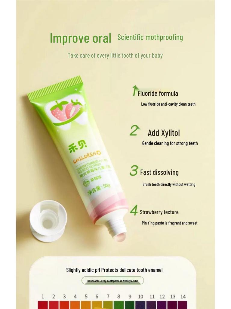 Hebei Kids Fruit-Flavored Toothpaste with Olaflur for Gum Protection & Stain Removal, Non-Spicy