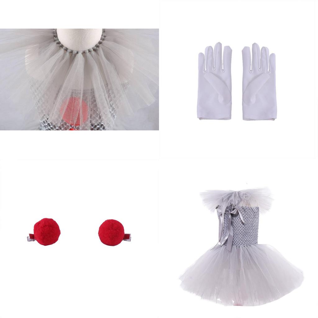 Farbenfrohes Mesh Prinzessinnenkleid Set für Halloween Kostümpartys