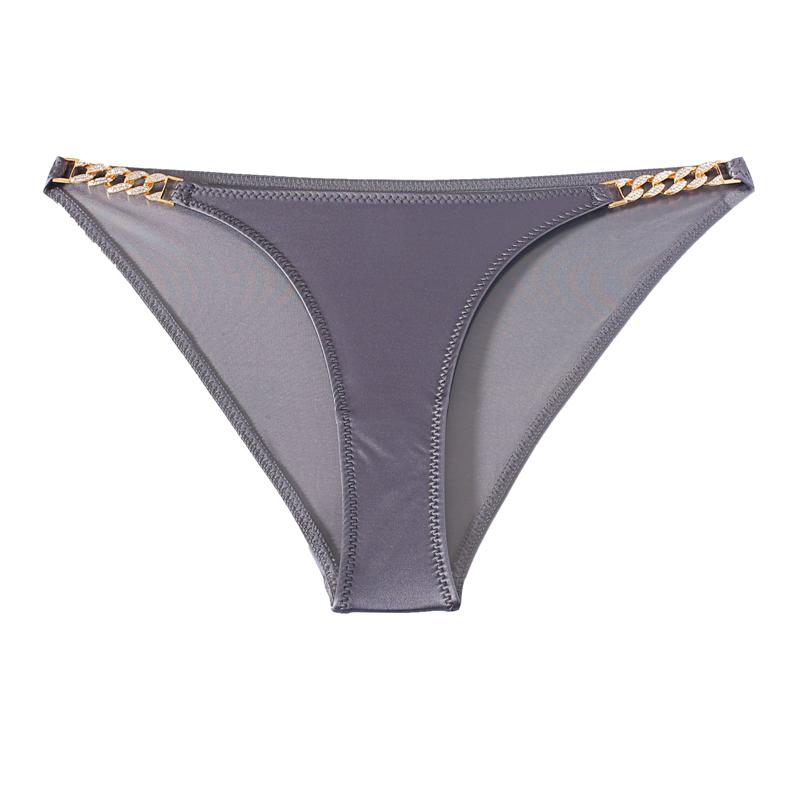 TERMEZY Chiloți sexy pentru femei, cu talie joasă, lenjerie de corp cu lanț de diamante, decorații metalice, slip pentru femei, lenjerie intimă