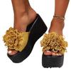 Summer Flat Flower Toe Post Sandals With Rubber Sole For Women