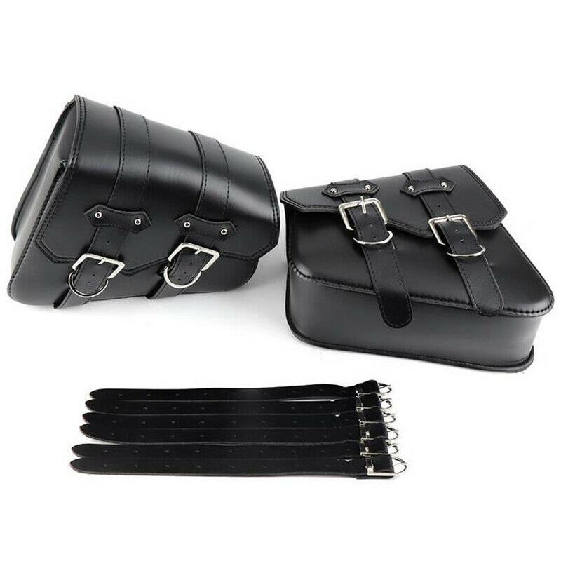 2Pcs Motorcycle Saddlebag PU Leather Saddle Bag Luggage Storage Bag Pouch Left+Right Universal For Harley Sportster XL883 XL1200