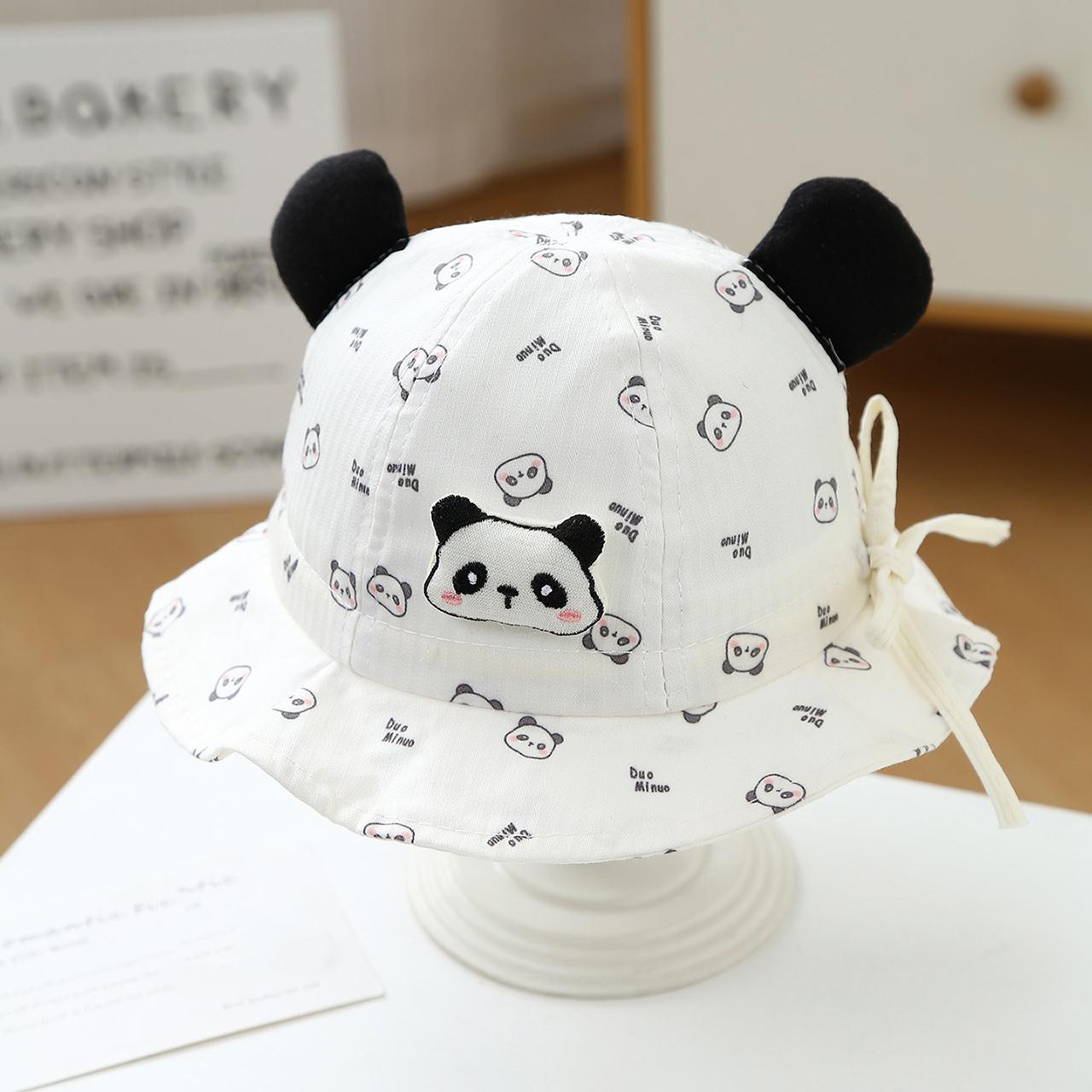 Cute Animals Print Ruffle Brim Baby Bucket Hat Spring Summer Cartoon Sun Visors Fisherman Cap Kids Boys Girl Panama Hat чёрный