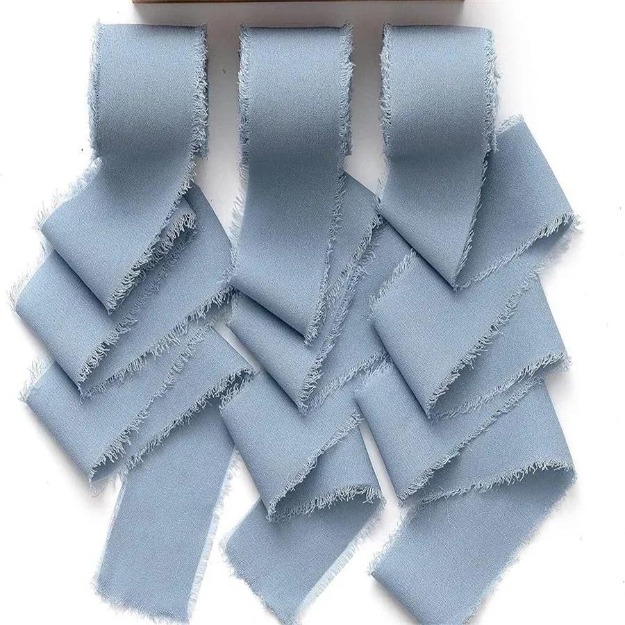4cm x 5m Frayed Edged Satin Handmade Chiffon Silk Ribbon For Wedding Invitation Bouquets Birthday Party DIY Decoration Gift