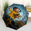 Coraline Print Automatic Umbrella, 8 Rib Iron Frame, Plastic Handle, Suitable for Outdoor Travel &Daily , Ideal Gift