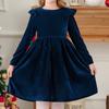 Children's Fashion Ruffled Long Sleeve  Sky Mesh Dress