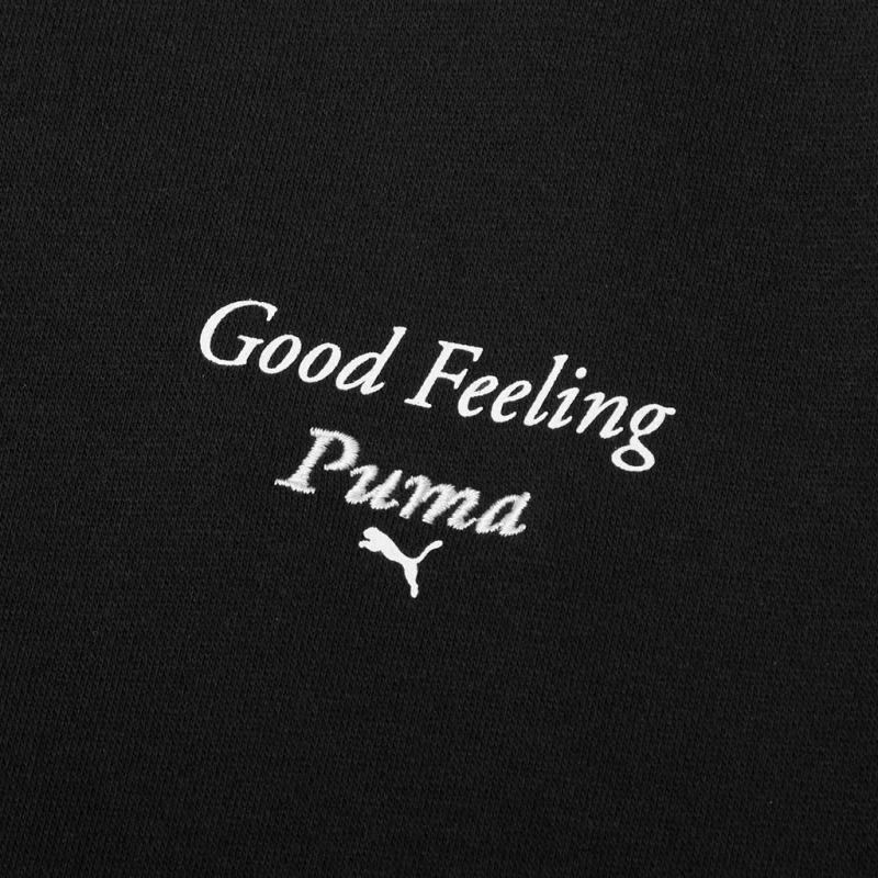 Puma Wellness Club Crew Embroidered Logo Fleece Sweatshirt Women Sweatshirt Black 534398-01