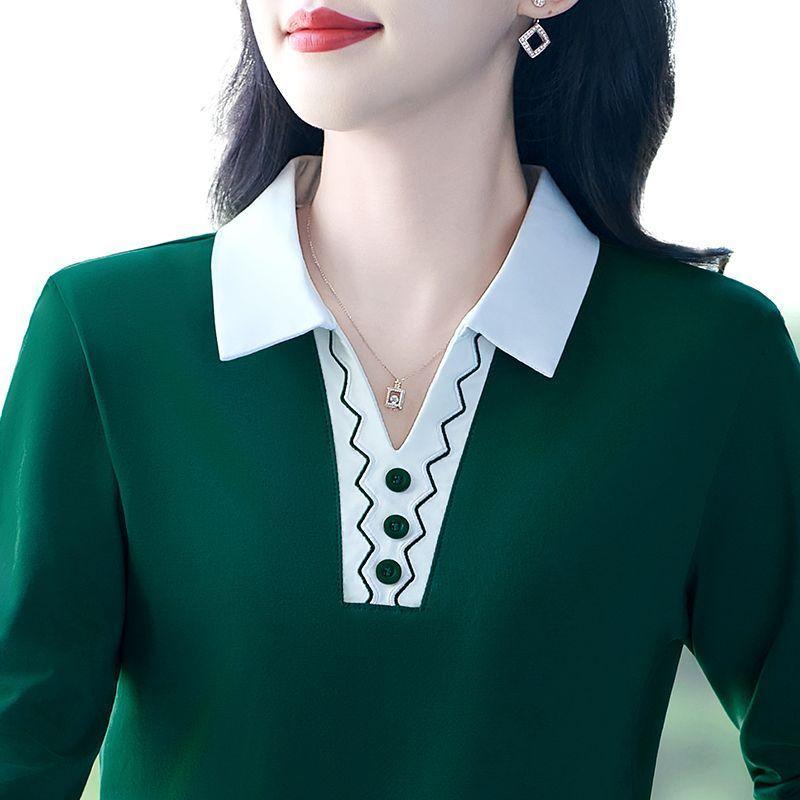 Fashionable and Versatile Design Fashionable Sports Lapel Long-sleeved T-shirt Contrasting Color Polo Shirt