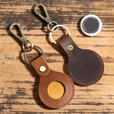 Cowhide Apple Gps Tracker Leather Case For Apple Airtag Tracker Leather Case