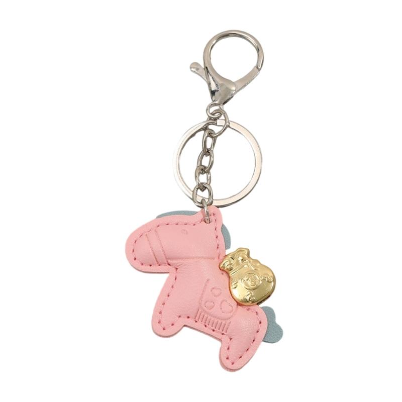 Handcrafted Leather Keychain Symbolizing Good Luck and Prosperity Horse Pendant Key Ring for Couples and Car Owners