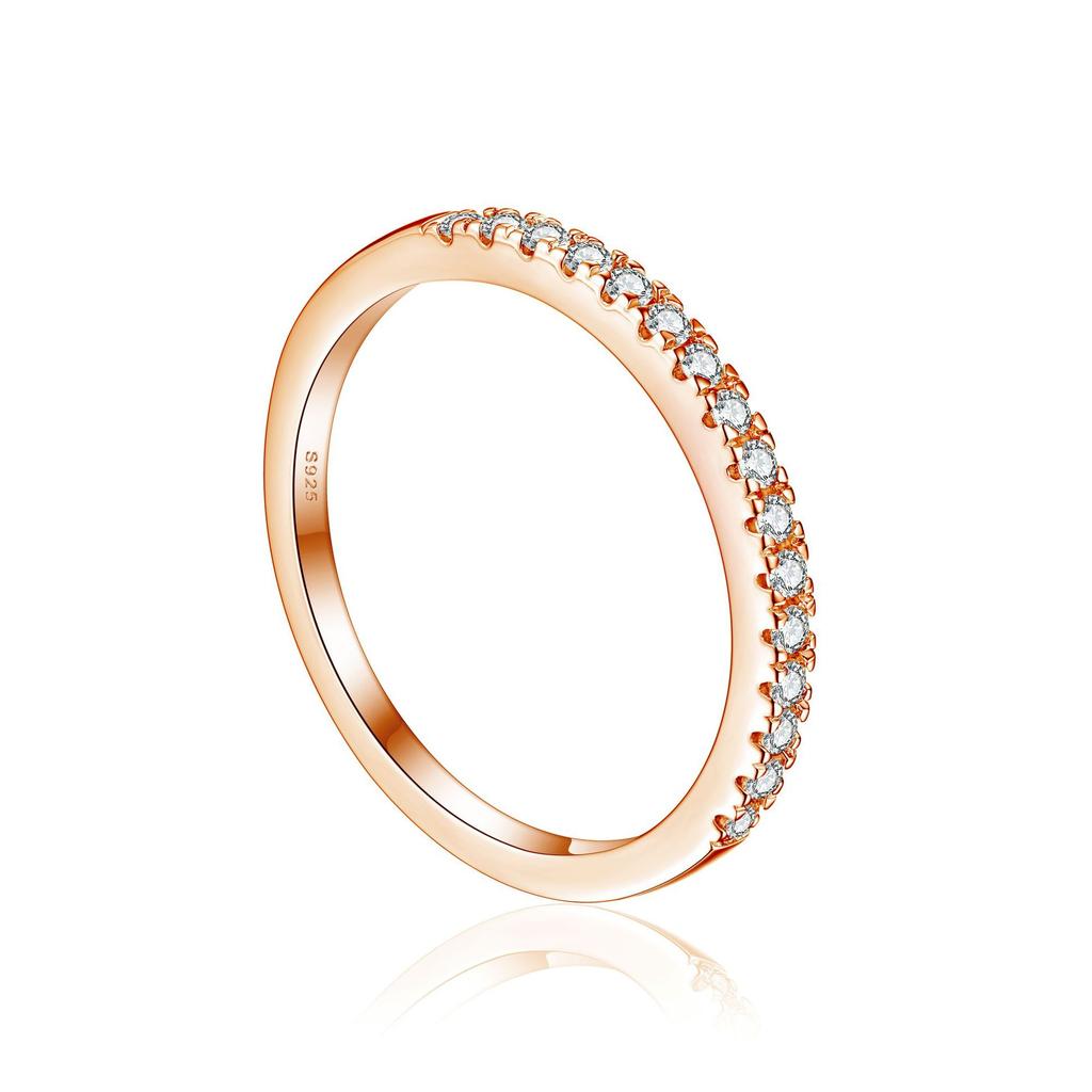 OEVAS 1.5MM Real Moissanite Band Ring White Gold S925 Silver for Women Sparkling Anniversary Gifts