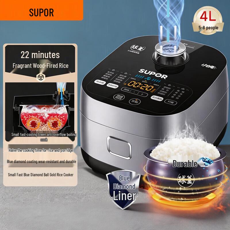 

SUPOR SF40FC661 4L Smart Electric Rice Cooker with Blue Diamond Spherical Pot