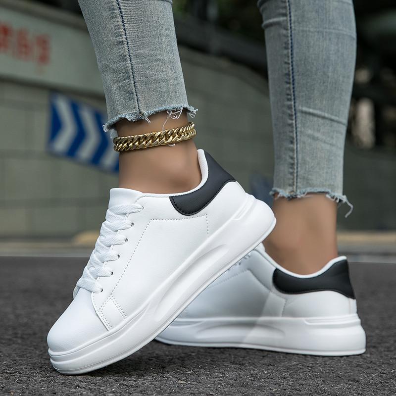 Plus Size Shoes for Men 36-45 Autumn Fashion Lace Up Platform Flats Casual Sneakers Women Couples White Shoes Men Shoes Footwear