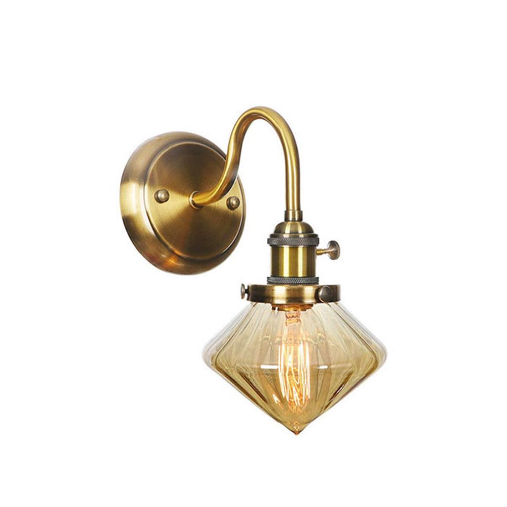 Vintage Brass Switch Wall Sconces, Amber Clear or White Glass Shade Wall Lights,Gold Bathroom Vanity Light Fixtures