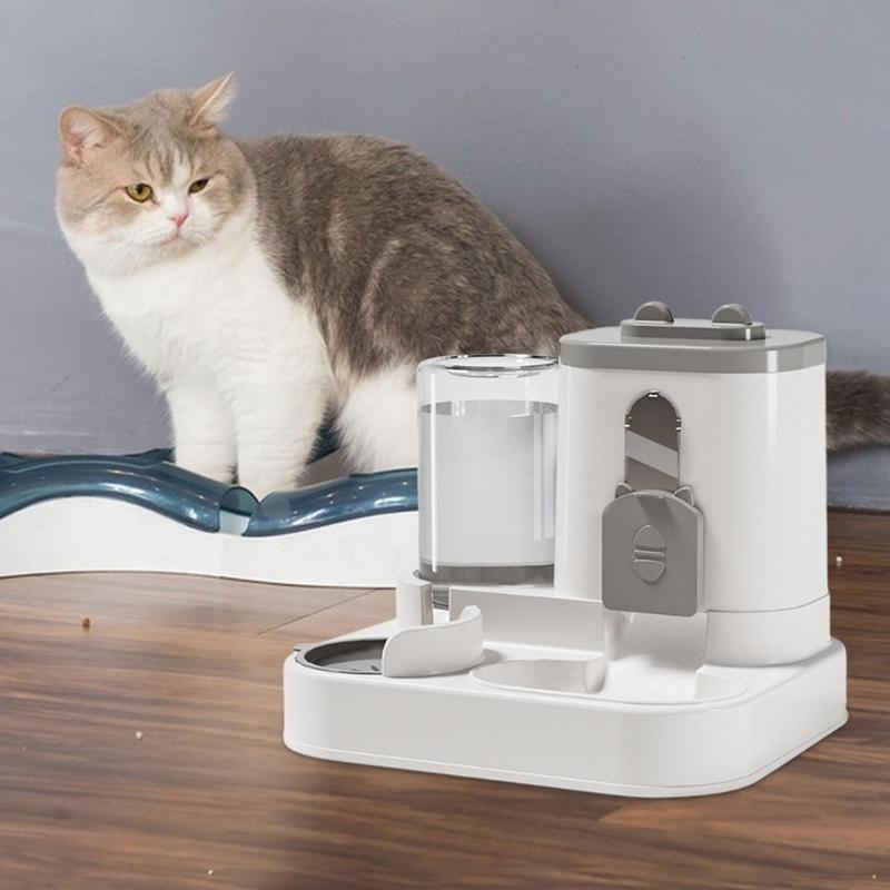 Cat Feeder and Water Dispenser Automatic Waterer Travel Supply Gravity Feeder for Cats Small Medium Dogs Rabbits Kitty Puppy