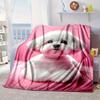 Puppy On Pink Background Blanket Flannel Blanket Throw Blanket Sofa Cover Blanket Soft Premium Blanket Picnic Blanket Tv Blanket Gifts
