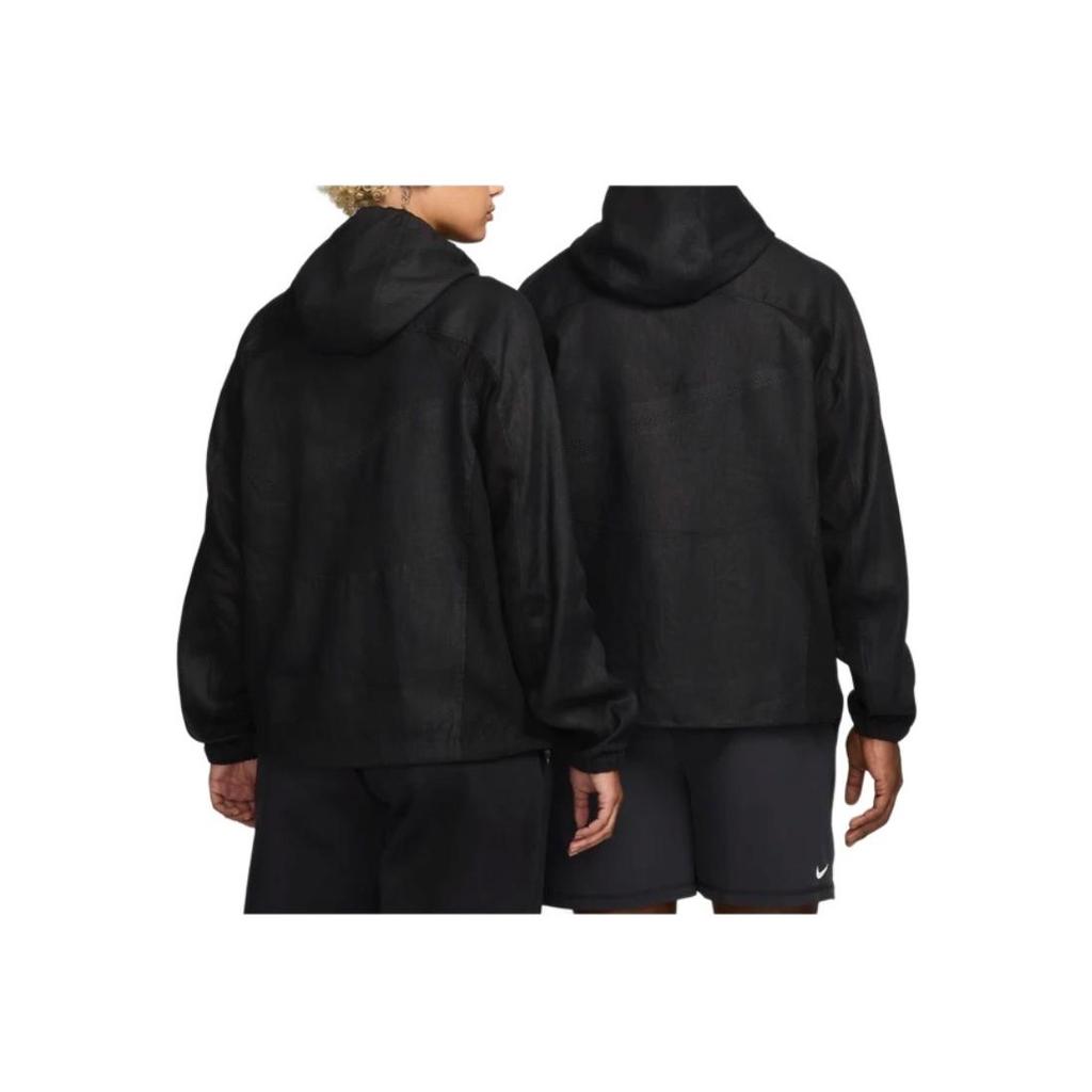 Stussy x Nike Lněná skořepinová bunda (Velikost Asie) Černá Unisex Streetwear FZ5752-010