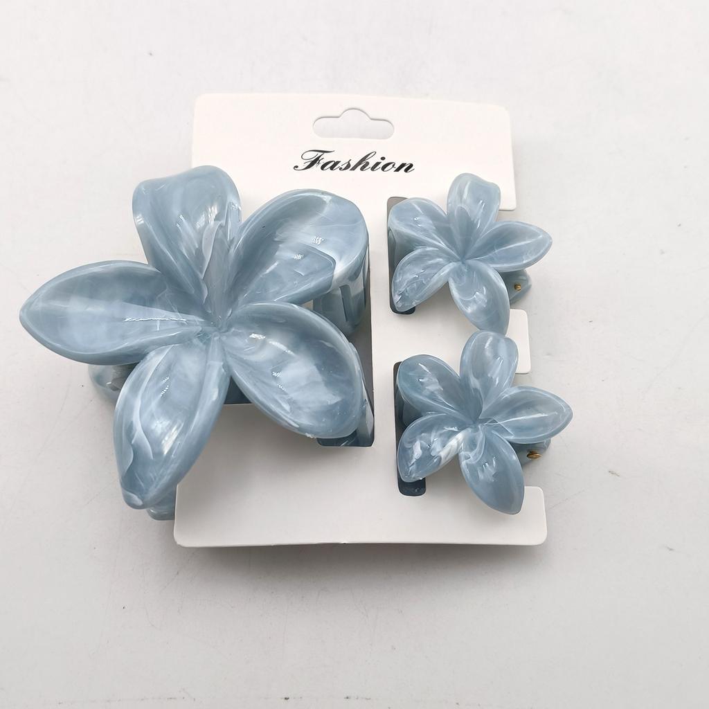 3PCS Hawaiian Gradient Flower Hair Claw Clip For Women Girl Fashion Plastic Non Slip Hold Hairpin Barrette Hair Accessories