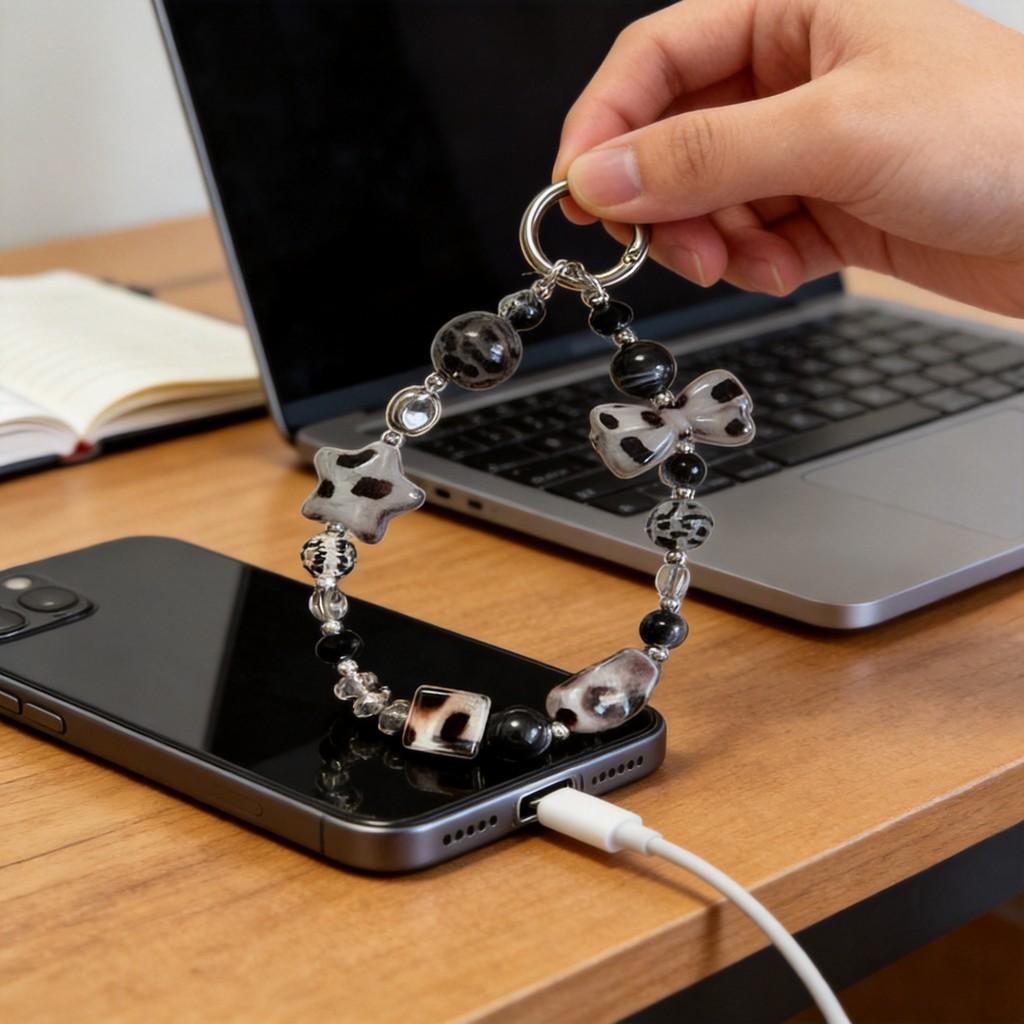 Leopard Print Phone Lanyard Pvc Chain Keychain For Men Women