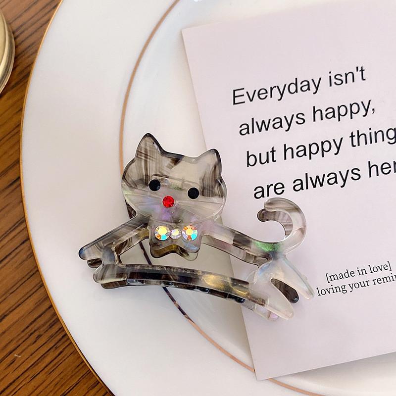 Charmante Haarspange mit Katzenmotiv aus Acetat, modisches Cartoon-Design für Damen
