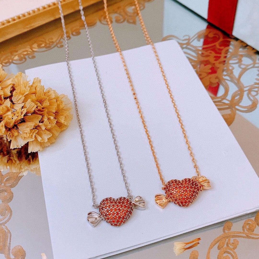 

НОВИНКА IN2023, модные ювелирные изделия, женское ожерелье с помадой, подвеска, вечерние изысканные модные украшения, двухцветное персиковое ожерелье серебряный