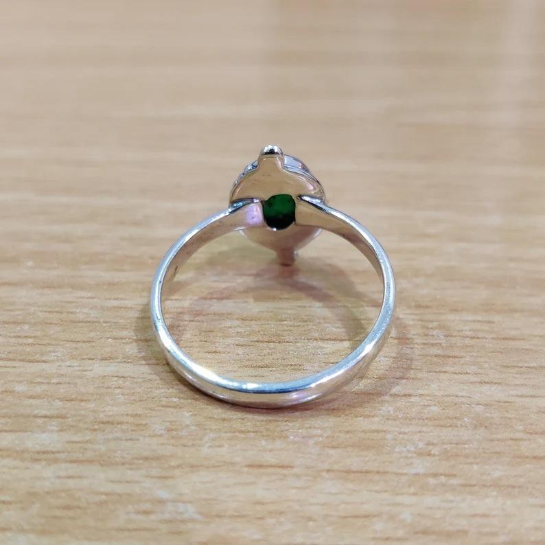 Green Onyx Gemstone Ring 925 Sterling Silver Solid Stone Statement Fashion Rings for Women's Gift Idea Gemstone Jewelry 4.65 Gms Approx