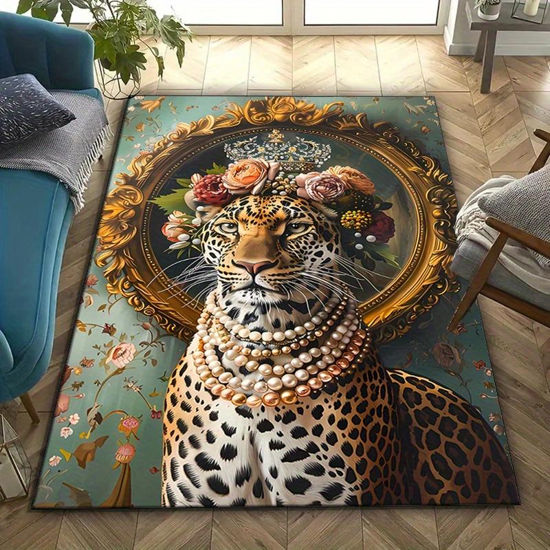 

Crystal Velvet Leopard Print Area Rug for Bedroom And Living Room Home Decoration, Non-Slip Mat for Bedside. 60x90cm